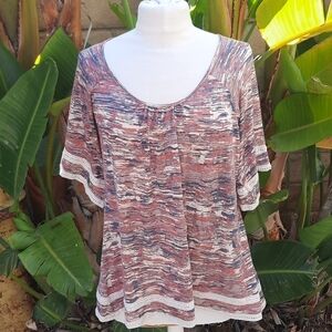 Ella Moss small pink blue v neck top